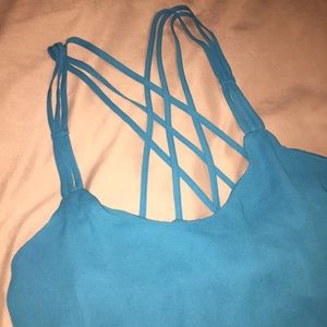 Bright blue strappy tank top